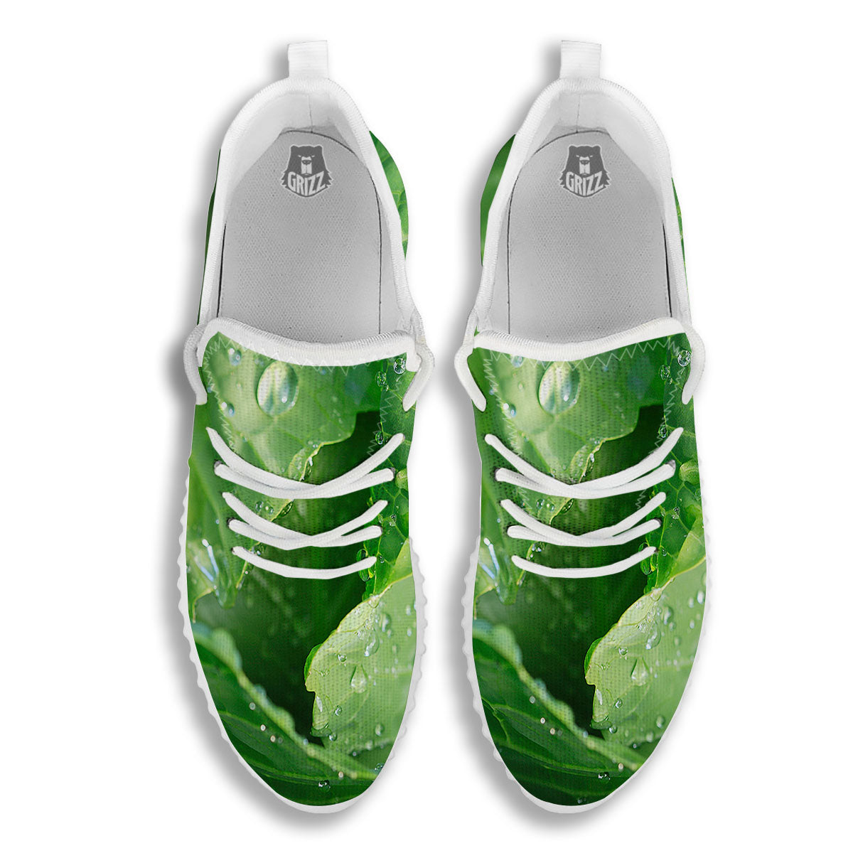 Cabbage Fresh Leaf Print White Walking Shoes-grizzshop
