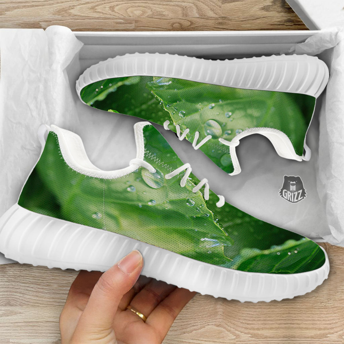 Cabbage Fresh Leaf Print White Walking Shoes-grizzshop
