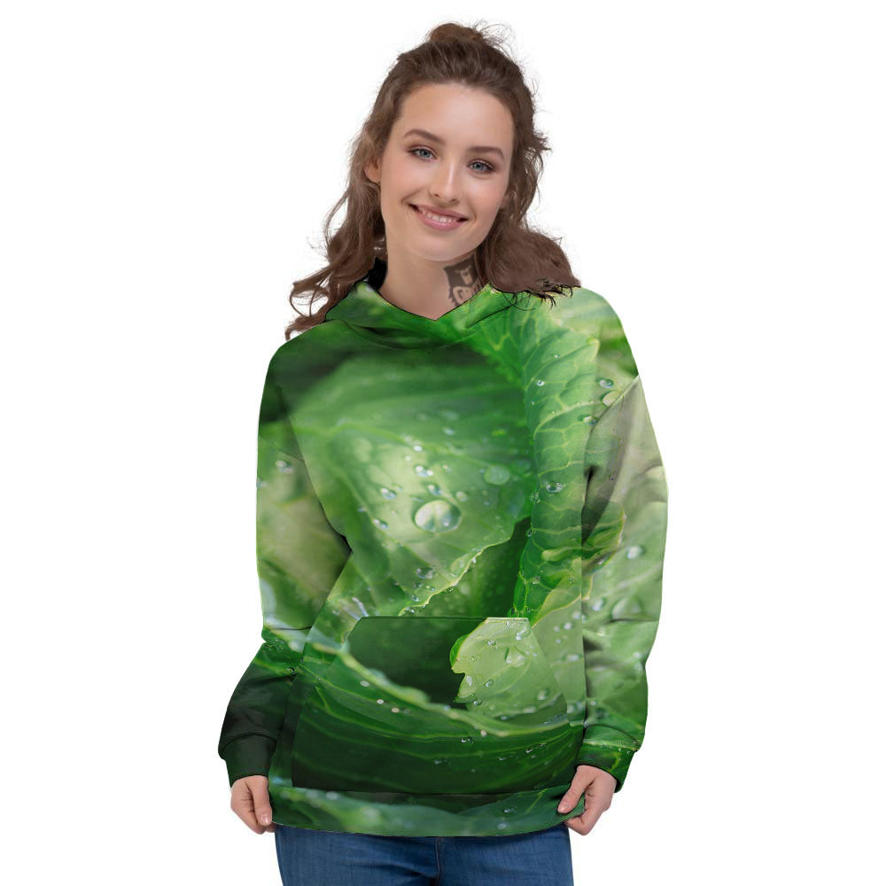 Cabbage Fresh Leaf Print Women's Hoodie-grizzshop