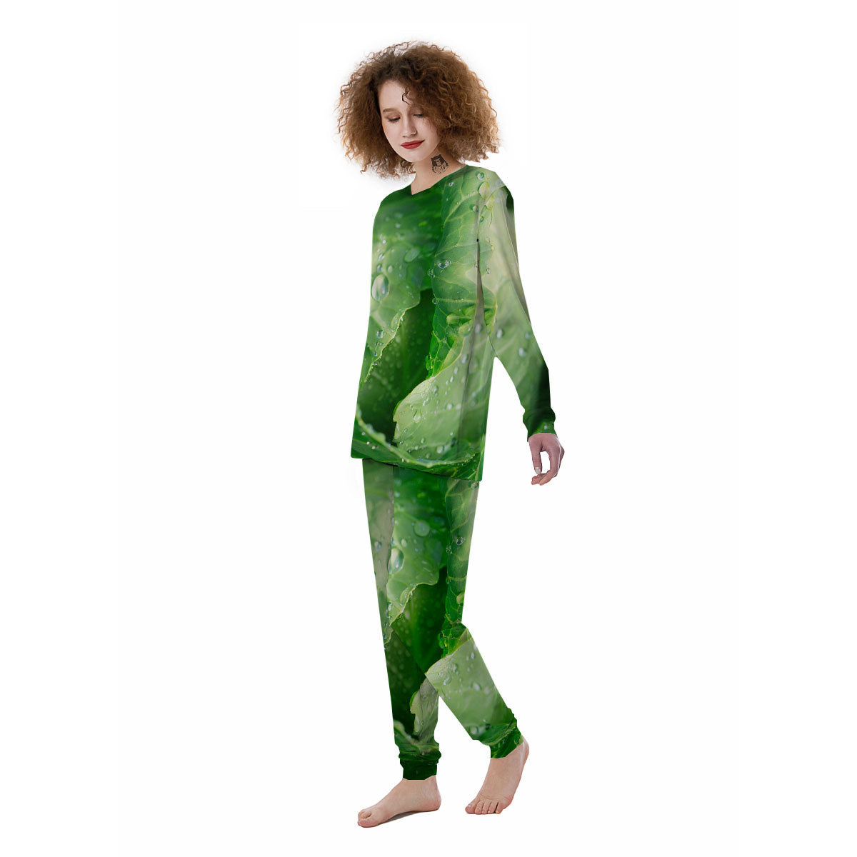 Cabbage Fresh Leaf Print Women's Pajamas-grizzshop