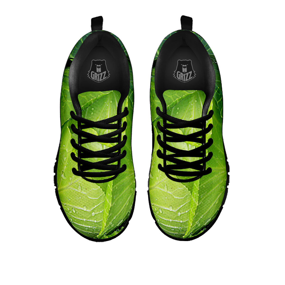 Cabbage Green Print Black Sneaker-grizzshop