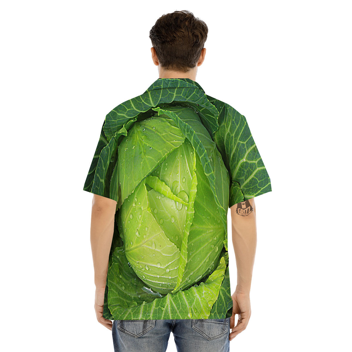 Cabbage Green Print Men's Hawaiian Shirt-grizzshop