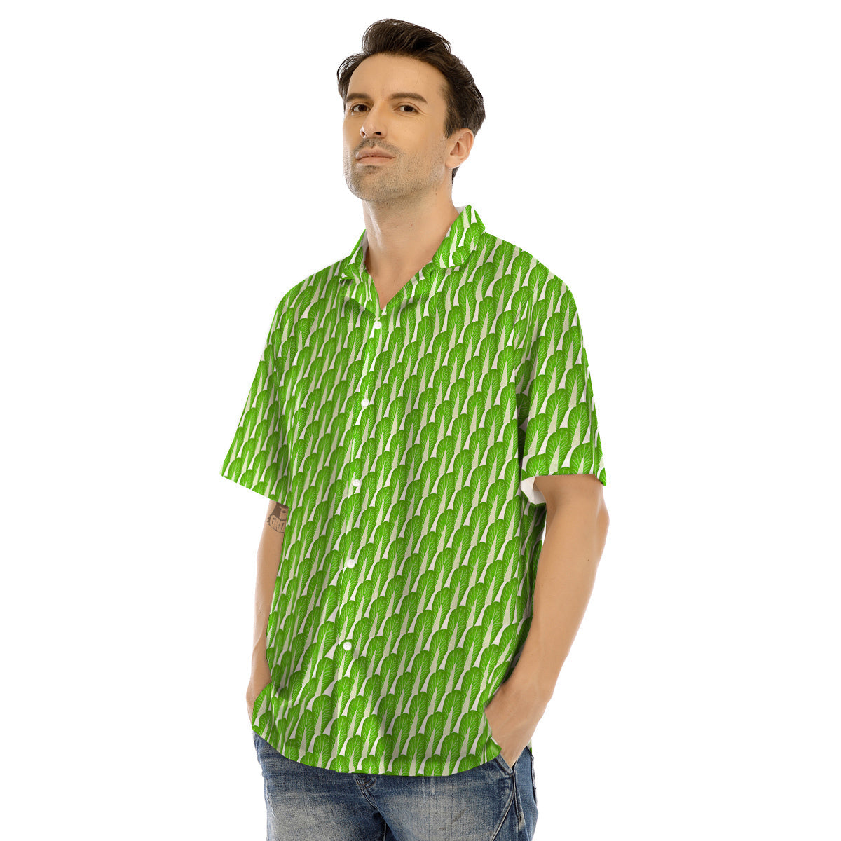 Cabbage Leaf Chinese Print Men's Hawaiian Shirt-grizzshop