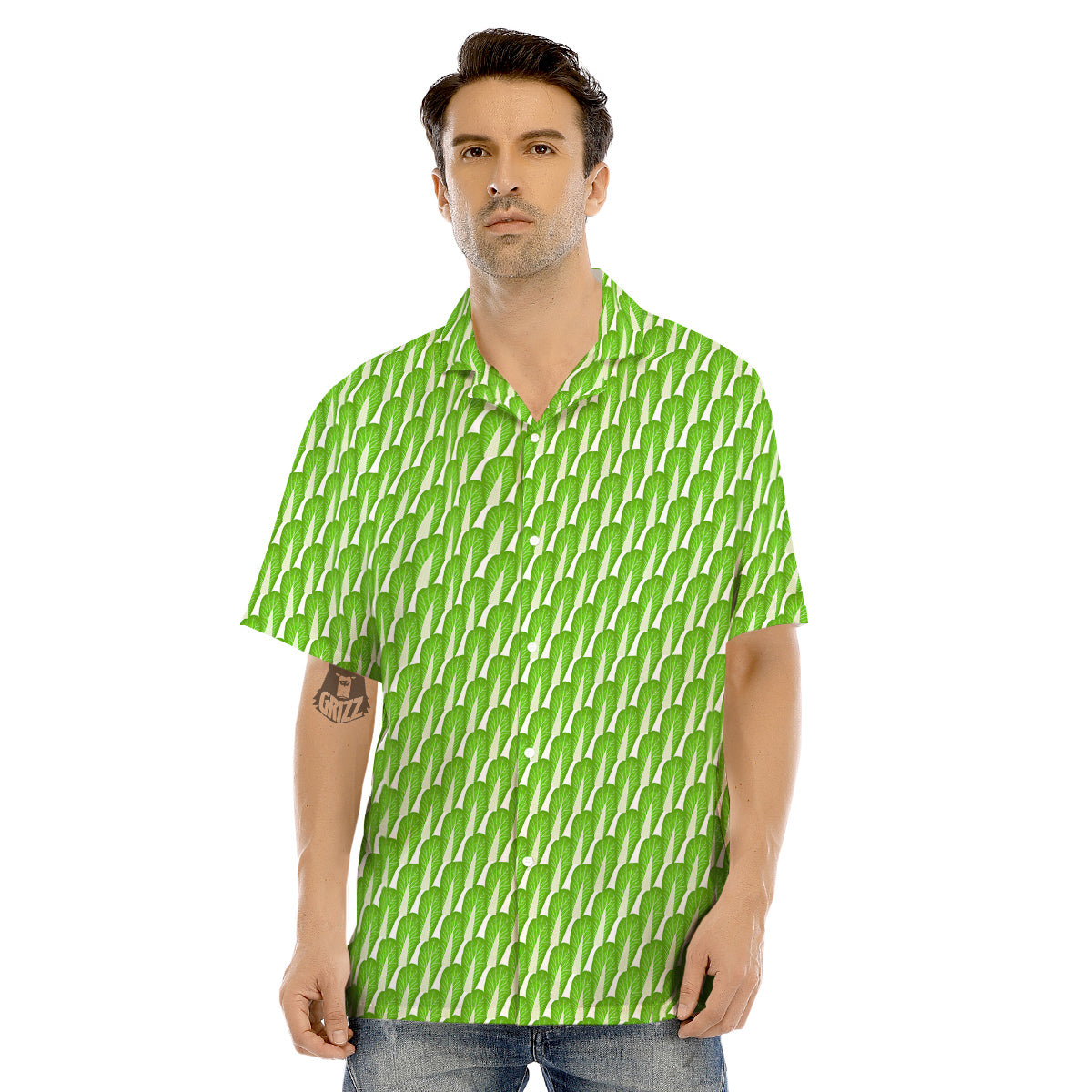 Cabbage Leaf Chinese Print Men's Hawaiian Shirt-grizzshop