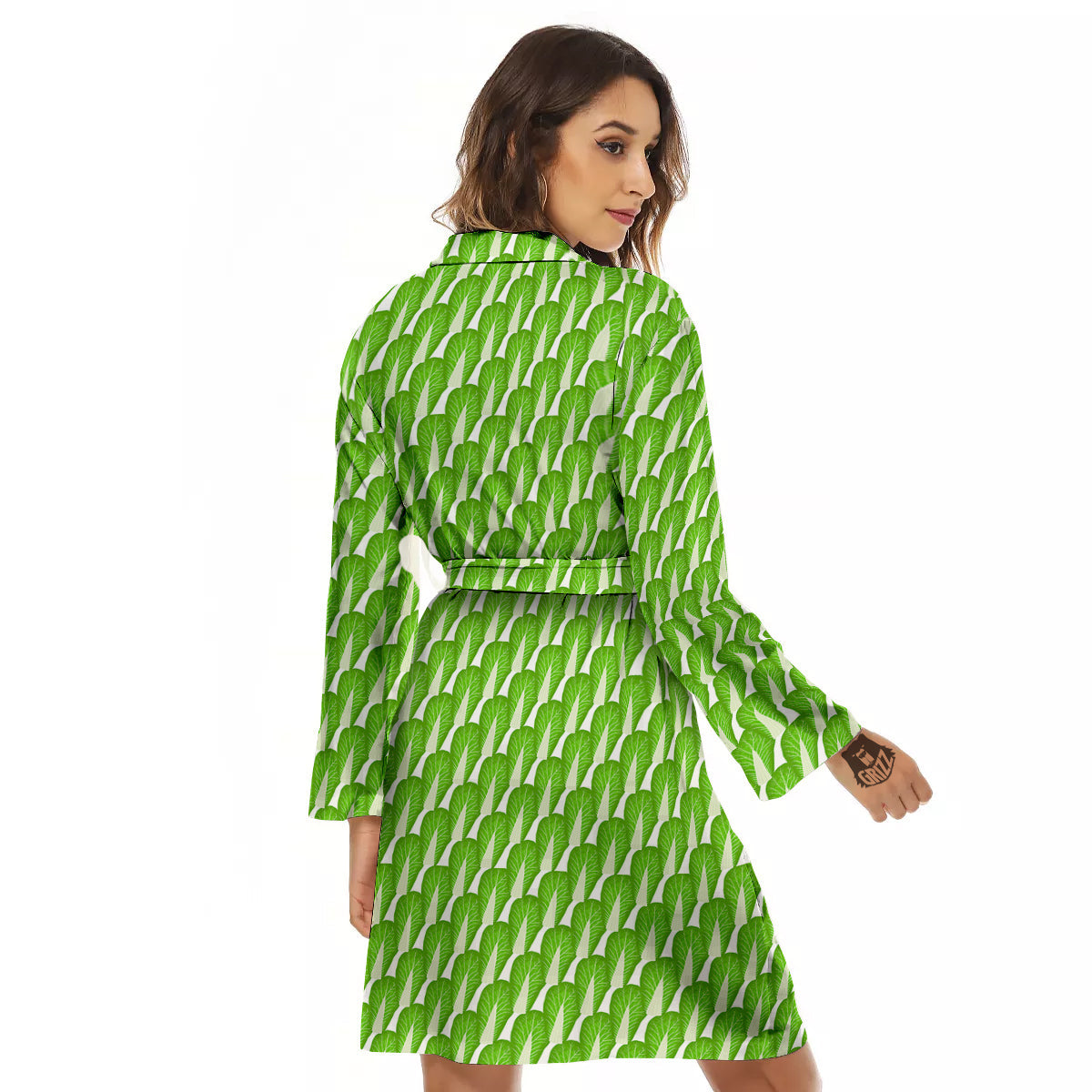 Cabbage Leaf Chinese Print Women's Robe-grizzshop
