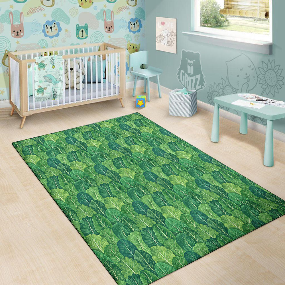 Cabbage Leaf Green Print Floor Mat-grizzshop