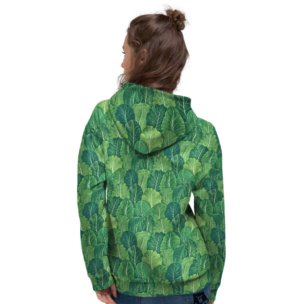 Cabbage Leaf Green Print Women's Hoodie-grizzshop
