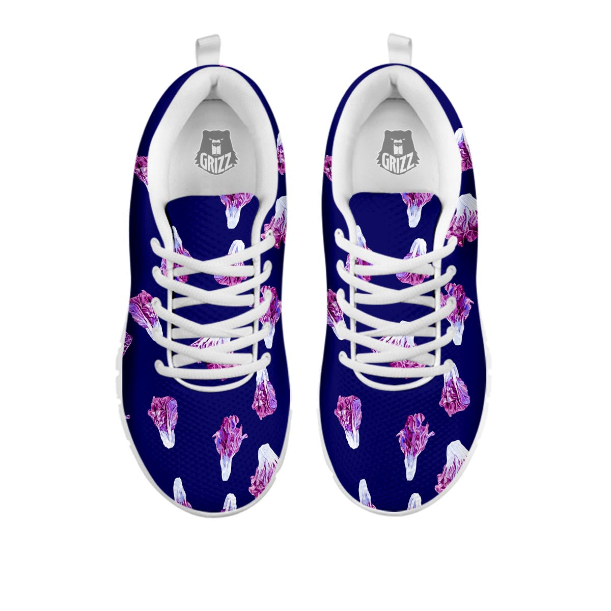 Cabbage Leaves Purple Print Pattern White Sneaker-grizzshop