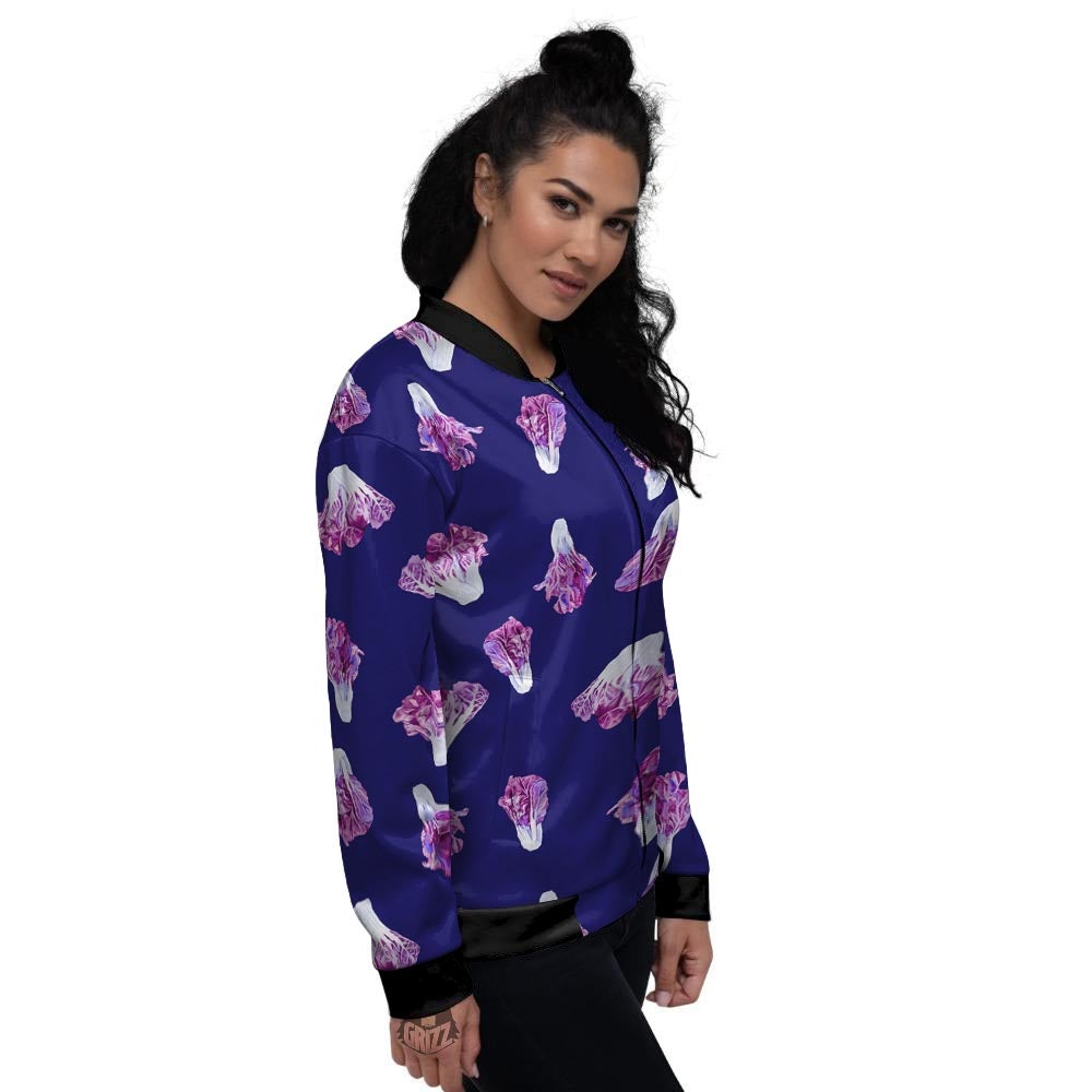 Cabbage Leaves Purple Print Pattern Women's Bomber Jacket-grizzshop