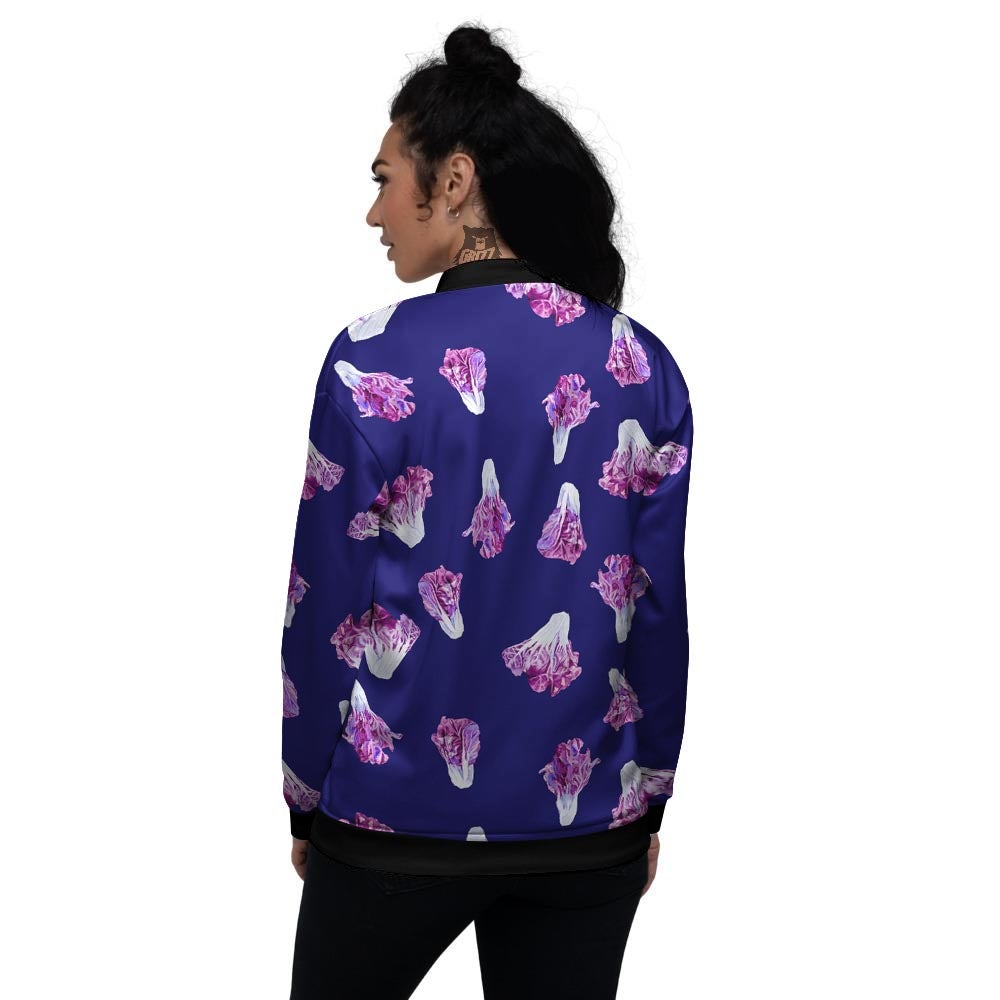 Cabbage Leaves Purple Print Pattern Women's Bomber Jacket-grizzshop