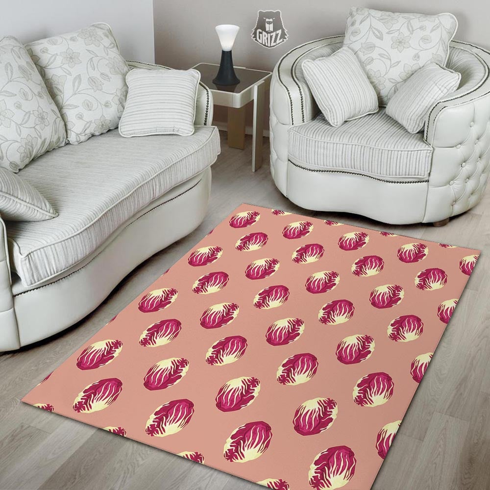 Cabbage Red Print Pattern Floor Mat-grizzshop