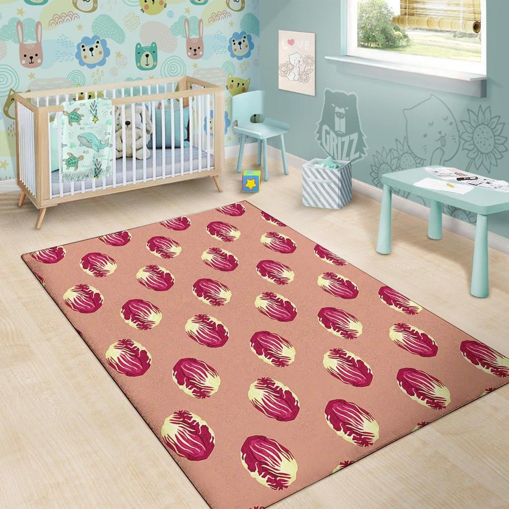 Cabbage Red Print Pattern Floor Mat-grizzshop