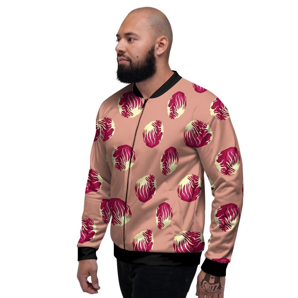 Cabbage Red Print Pattern Men's Bomber Jacket-grizzshop
