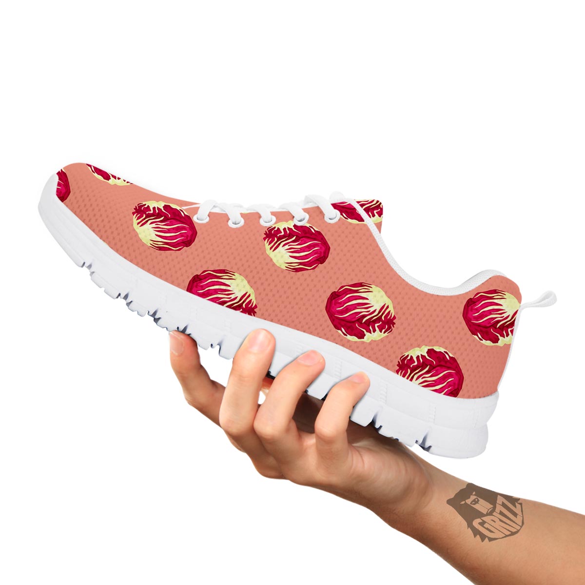 Cabbage Red Print Pattern White Sneaker-grizzshop