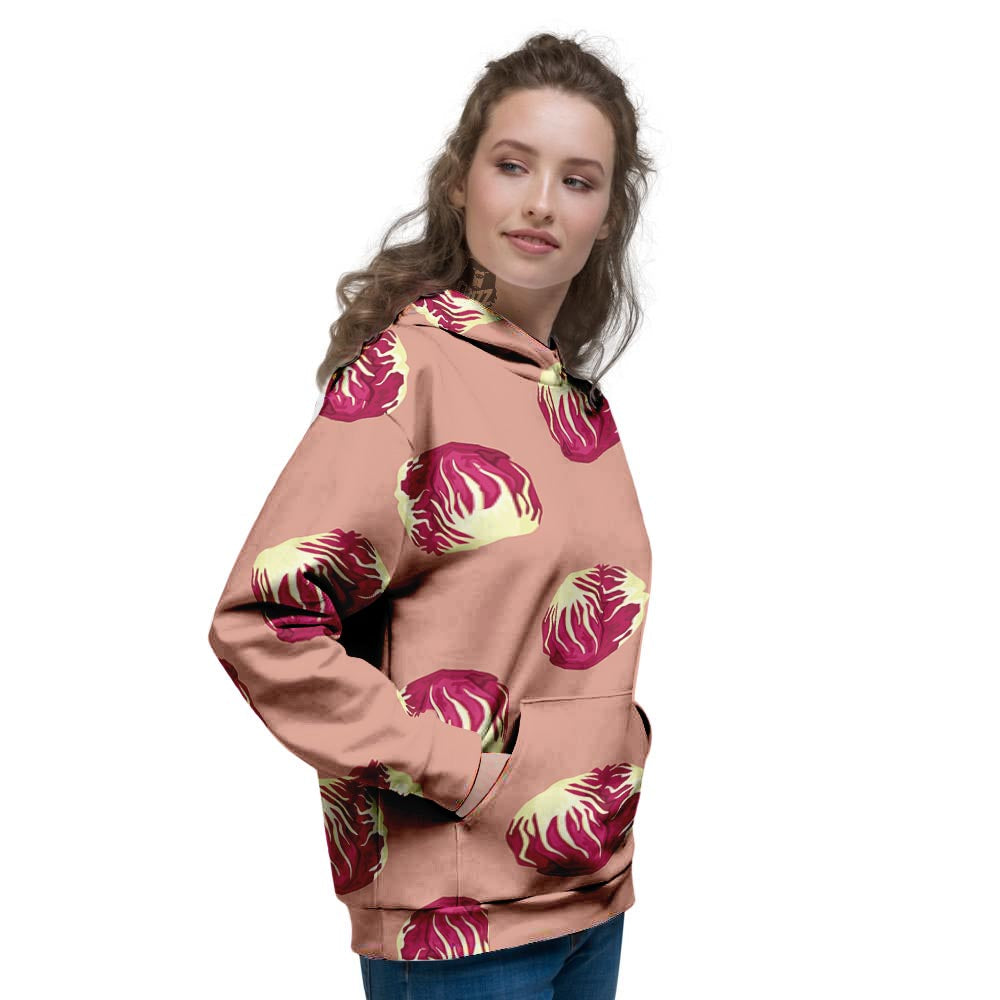 Cabbage Red Print Pattern Women's Hoodie-grizzshop