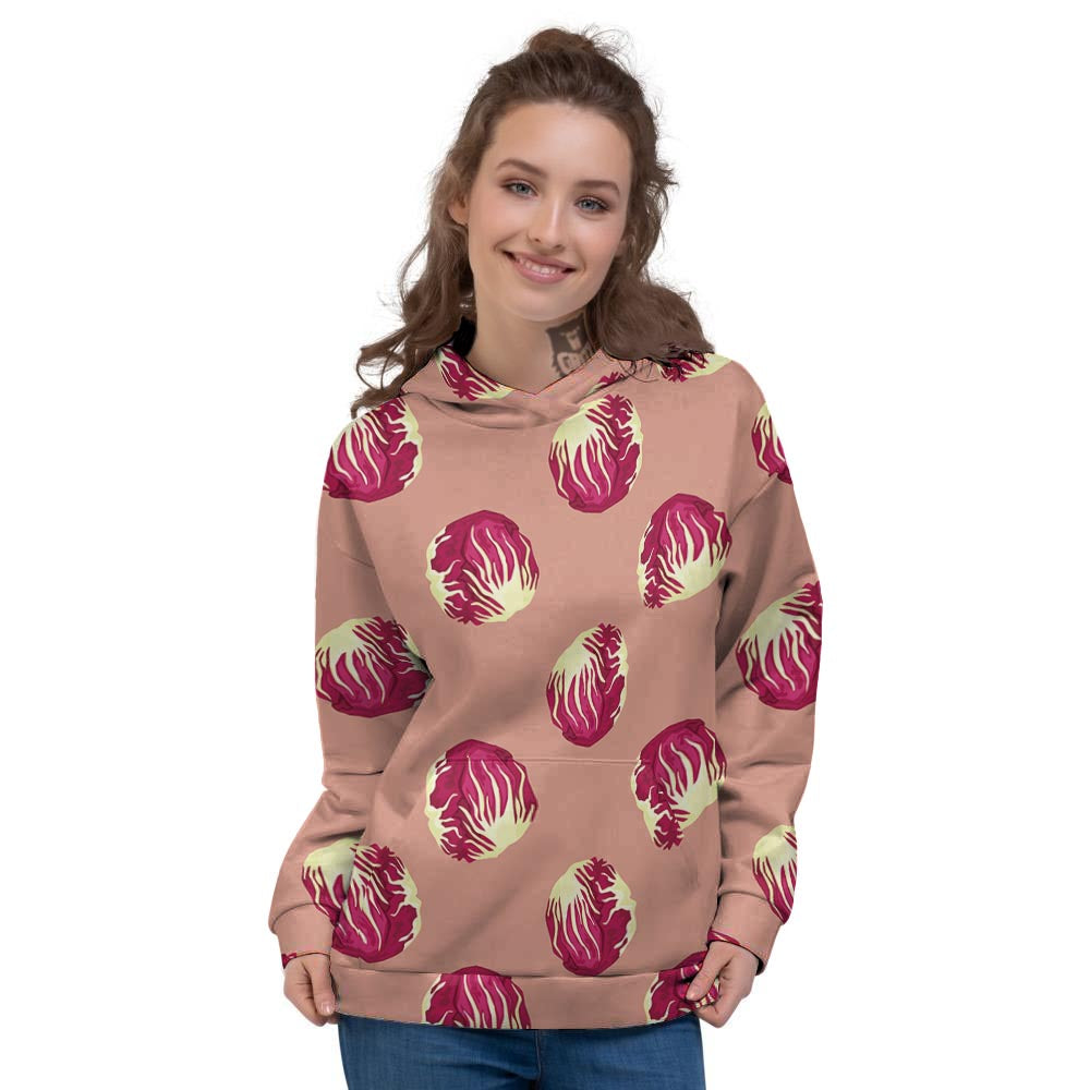 Cabbage Red Print Pattern Women's Hoodie-grizzshop