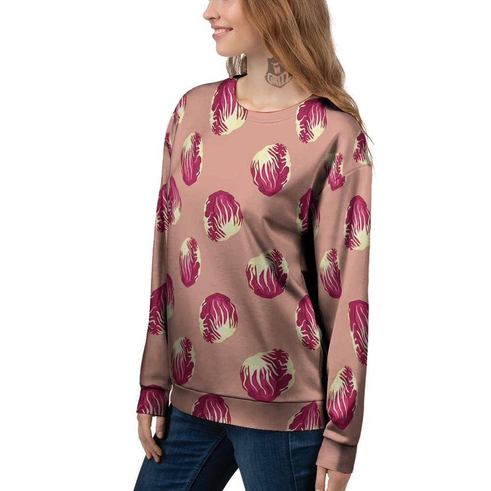 Cabbage Red Print Pattern Women's Sweatshirt-grizzshop