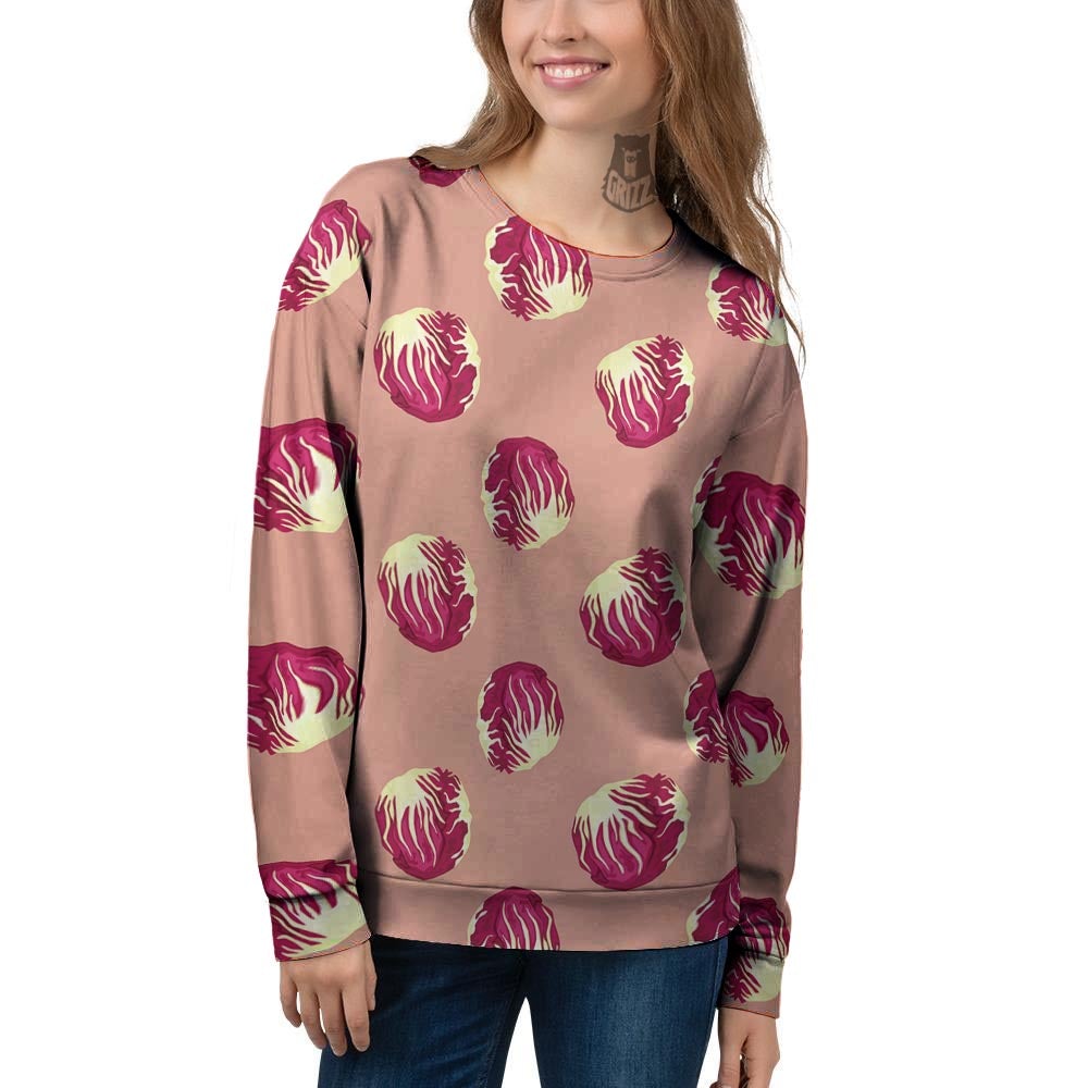 Cabbage Red Print Pattern Women's Sweatshirt-grizzshop