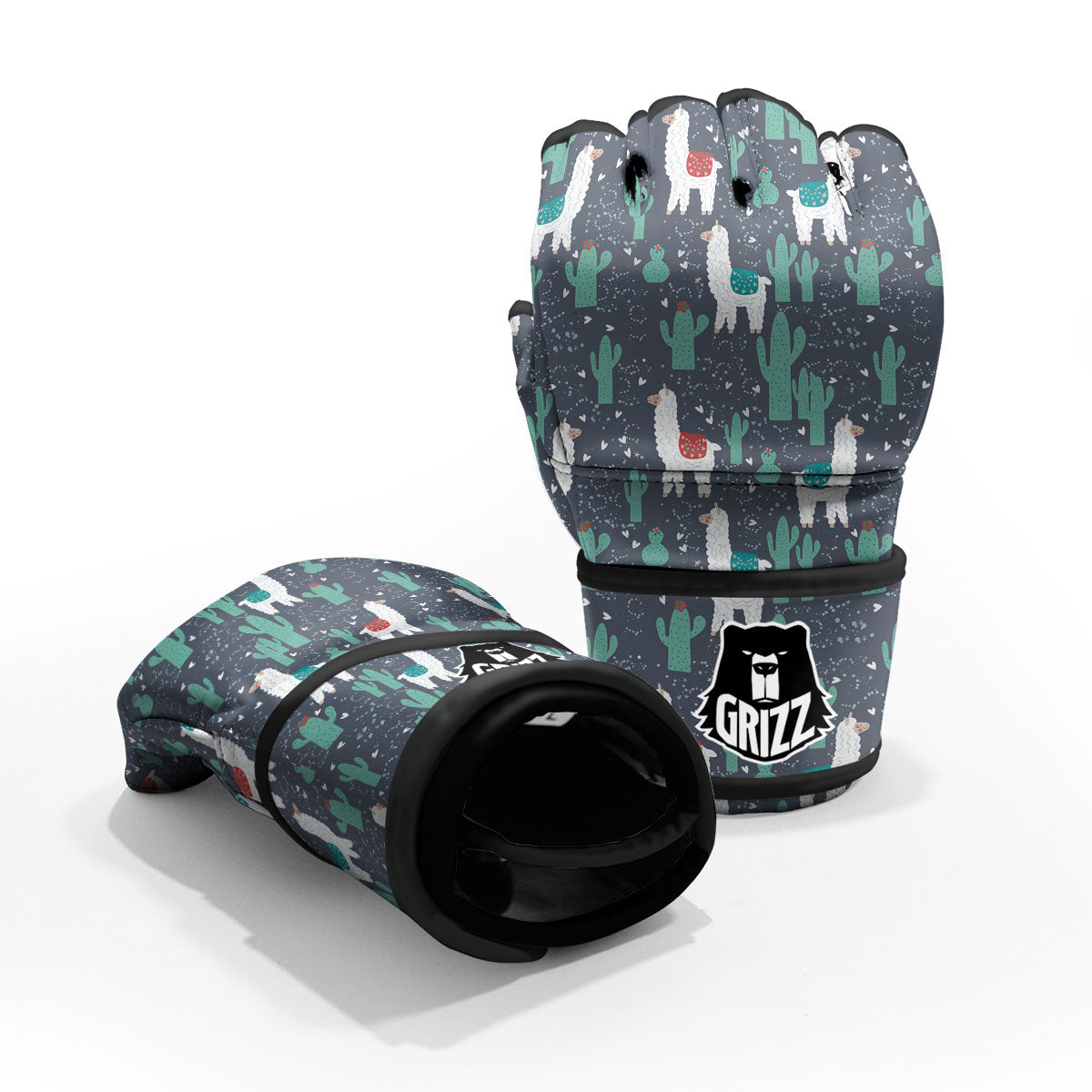 Cactus And Happy Llama Print Pattern MMA Gloves-grizzshop