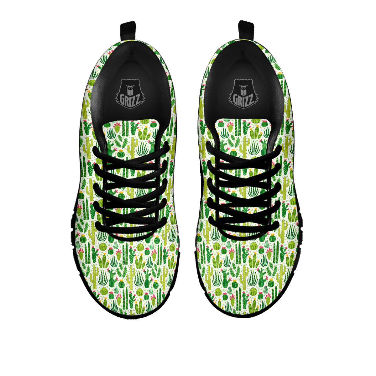 Cactus Cute Cartoon Print Pattern Black Sneaker-grizzshop