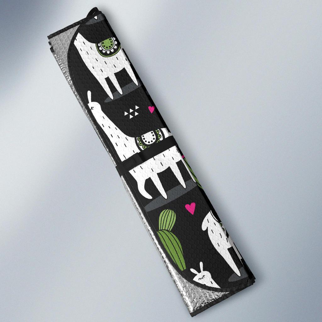 Cactus Llama Pattern Print Car Sun Shade-grizzshop