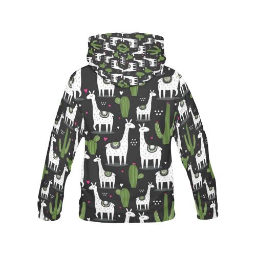 Cactus Llama Pattern Print Women Pullover Hoodie-grizzshop