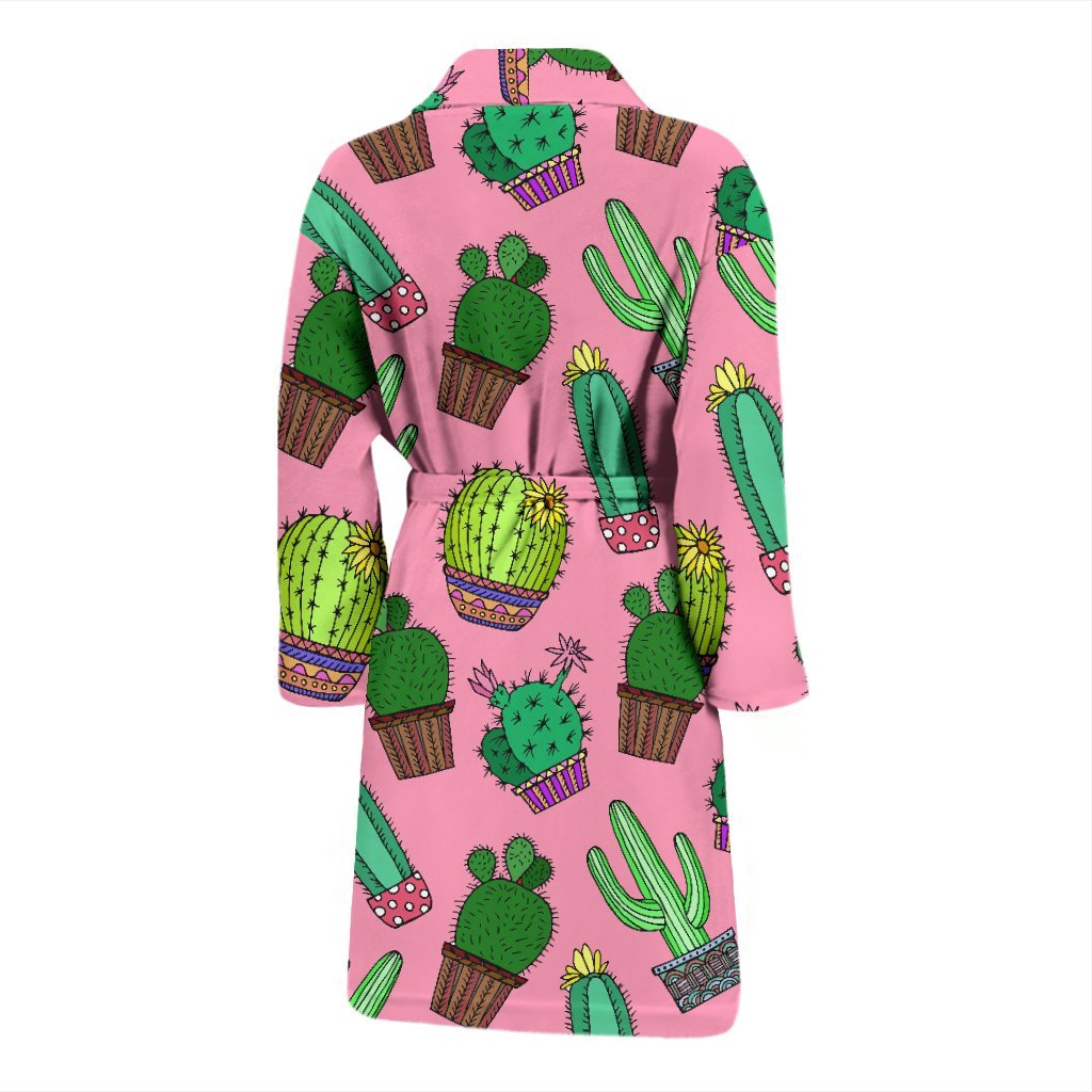 Cactus Pink Pattern Print Men Long Robe-grizzshop