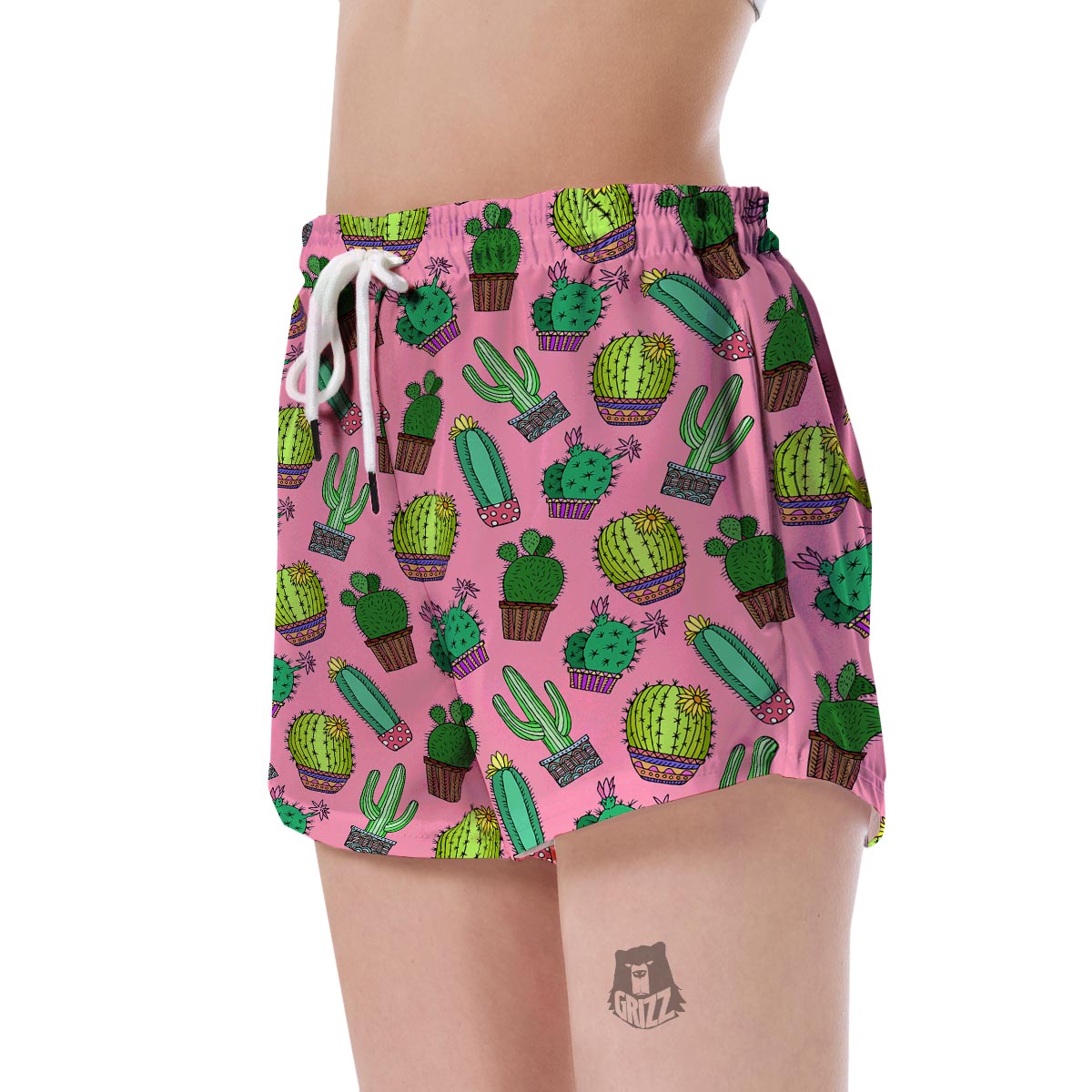 Cactus Pink Pattern Print Women's Shorts-grizzshop