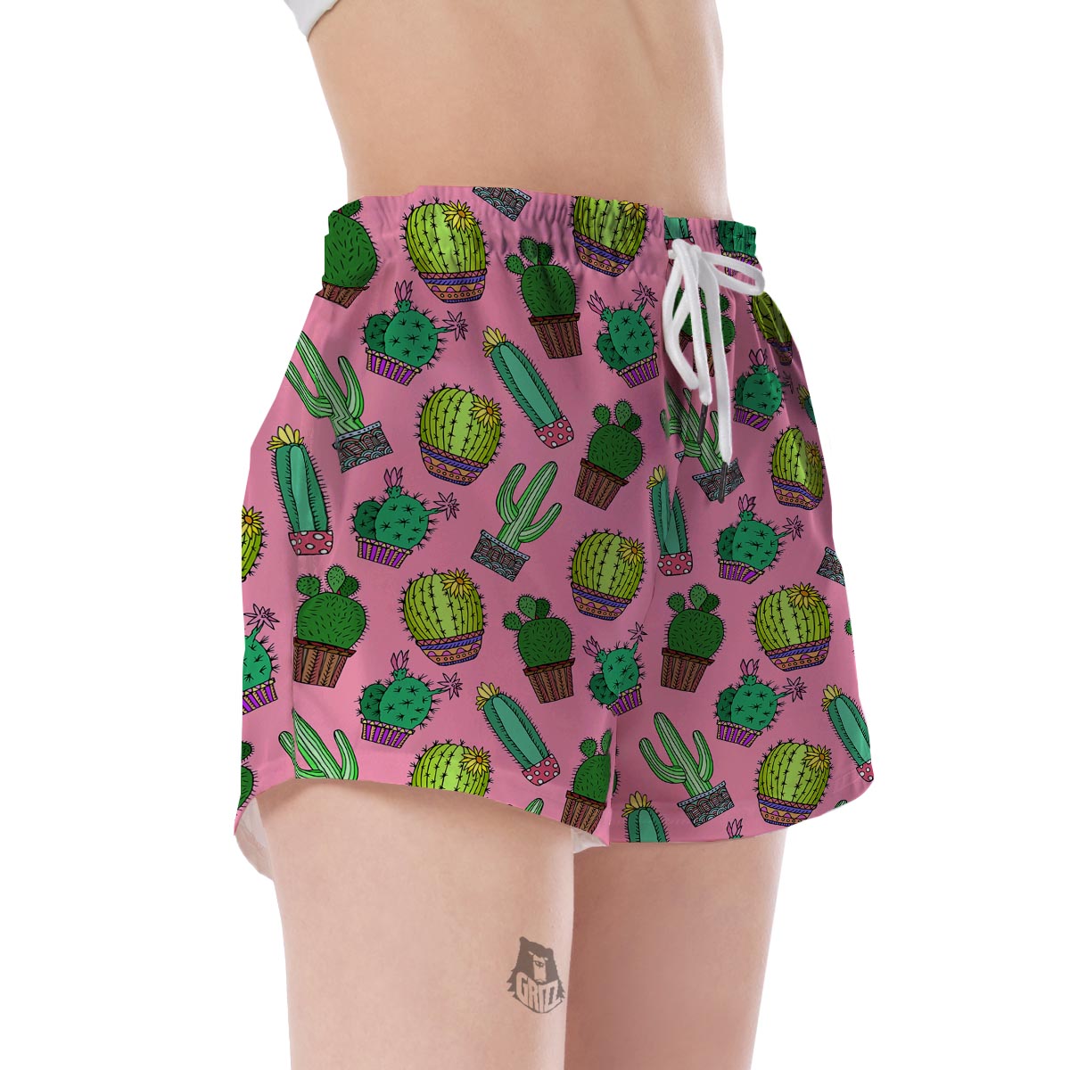 Cactus Pink Pattern Print Women's Shorts-grizzshop