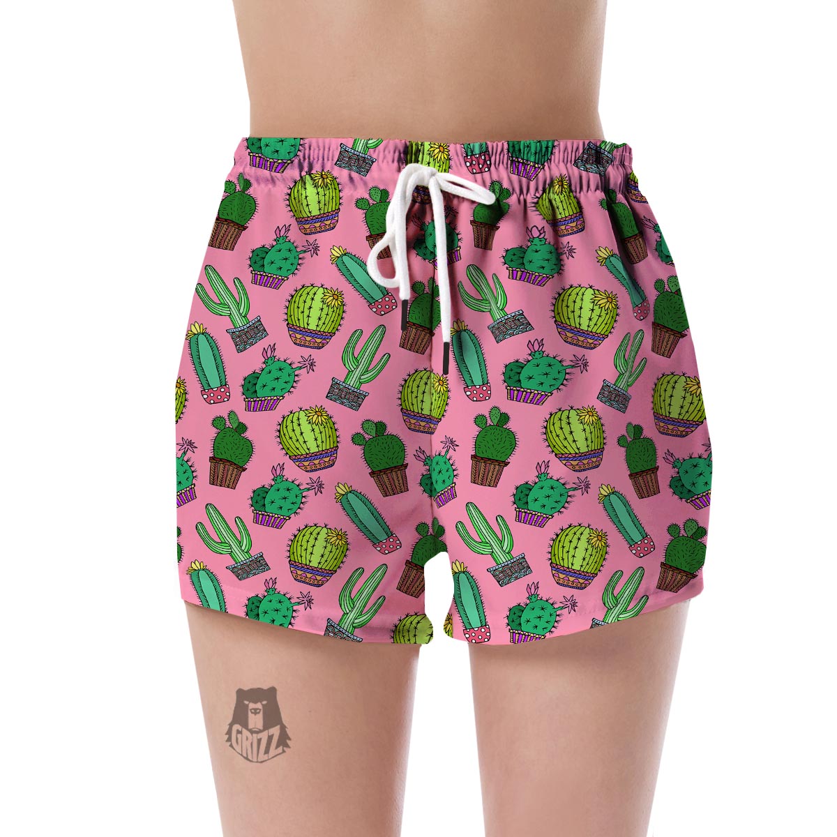 Cactus Pink Pattern Print Women's Shorts-grizzshop