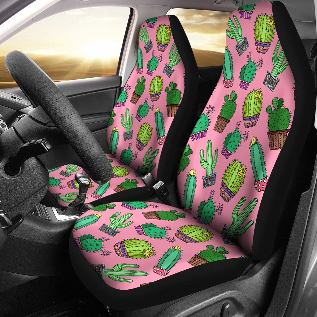 Cactus Pink Pattern Print Universal Fit Car Seat Cover-grizzshop