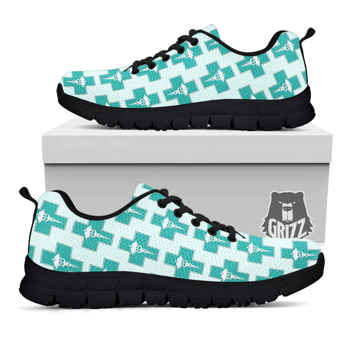 Caduceus Print Pattern Black Sneaker-grizzshop