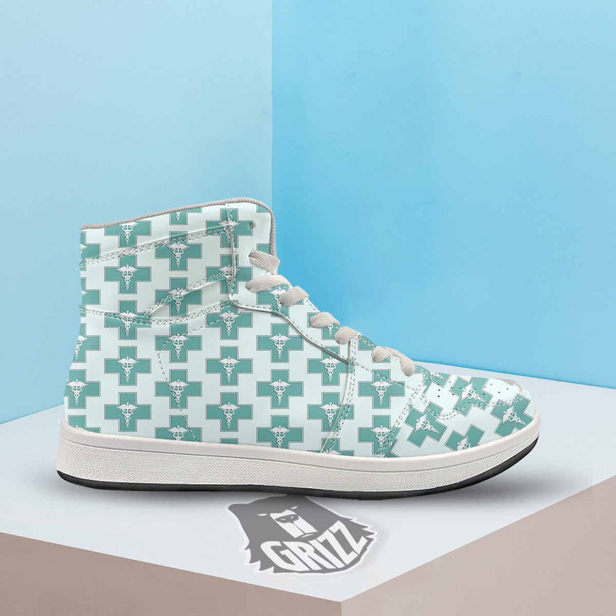 Caduceus Print Pattern High Top Sneakers-grizzshop