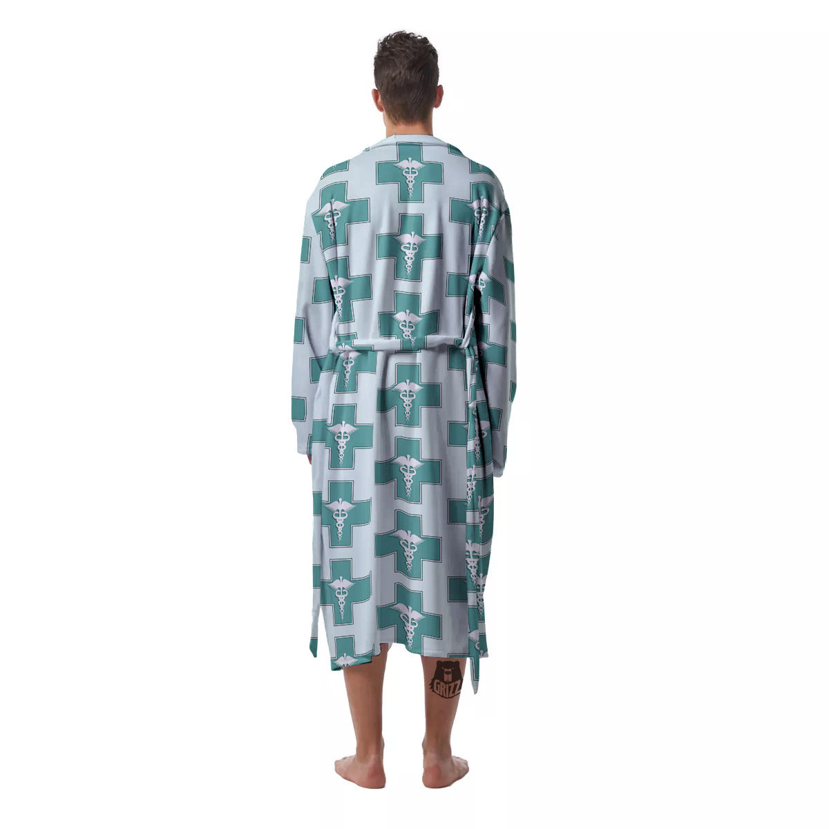 Caduceus Print Pattern Men's Robe-grizzshop