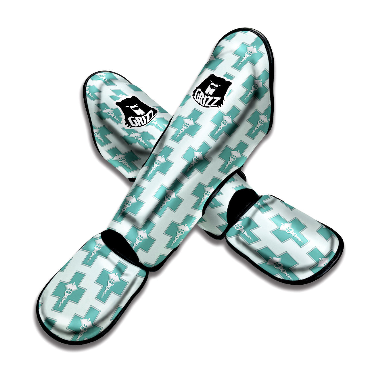 Caduceus Print Pattern Muay Thai Shin Guards-grizzshop