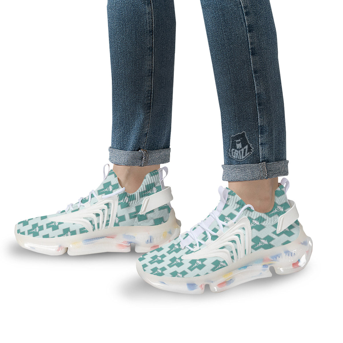 Caduceus Print Pattern White Gym Shoes-grizzshop