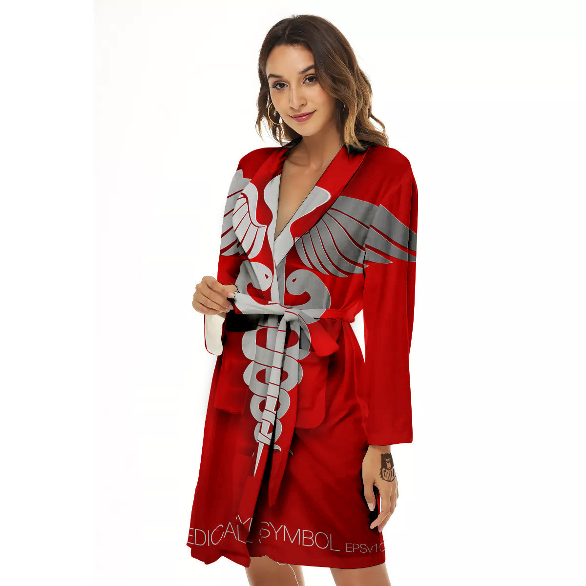 Caduceus Symbol Of Medicine Print Women's Robe-grizzshop