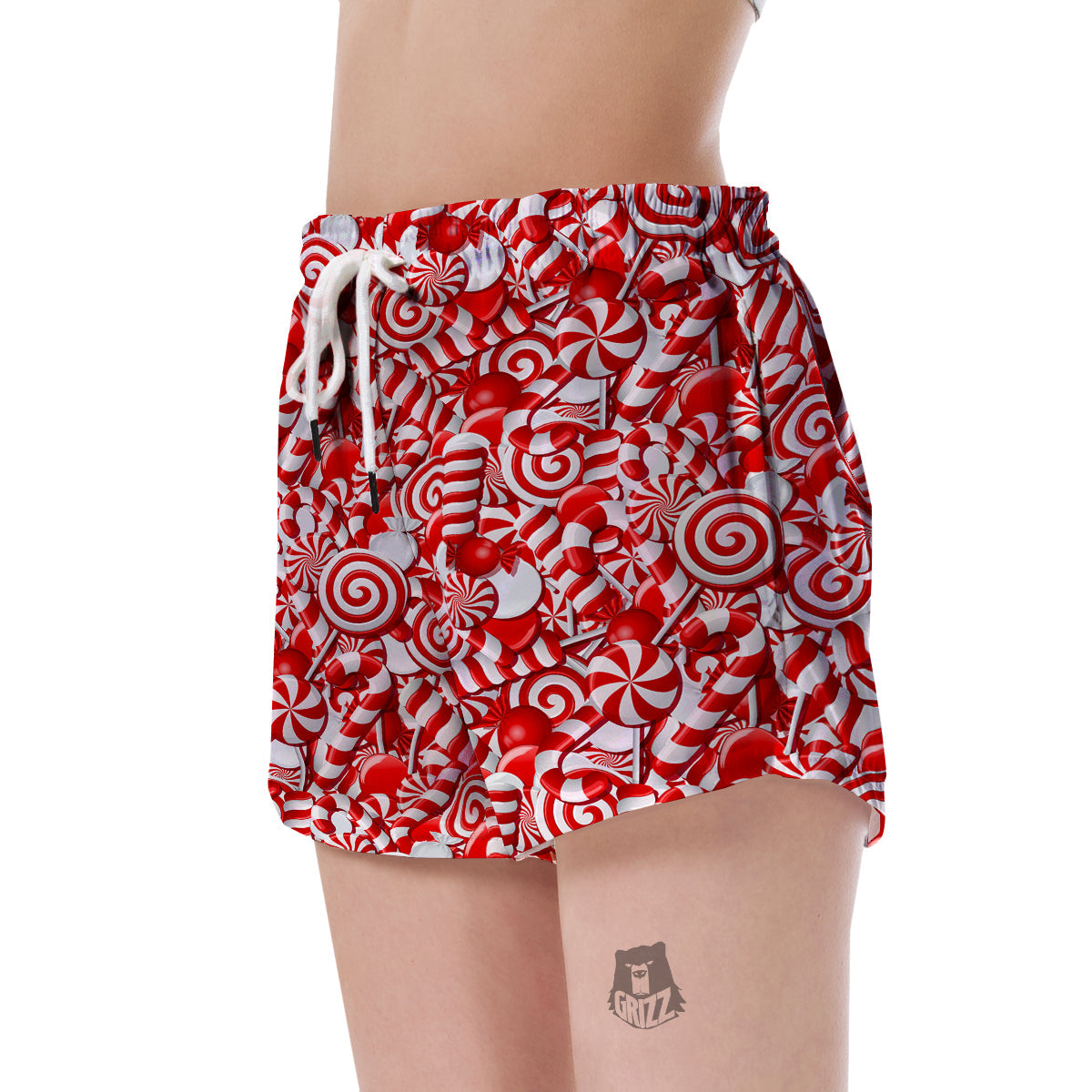 Cady Cane Print Pattern Women's Shorts-grizzshop