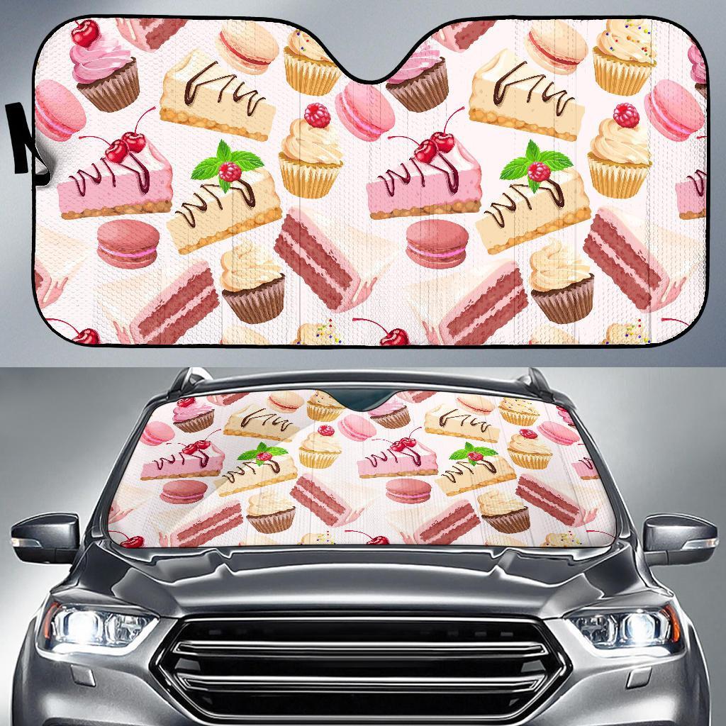 Cake Dessert Pattern Print Car Sun Shade-grizzshop