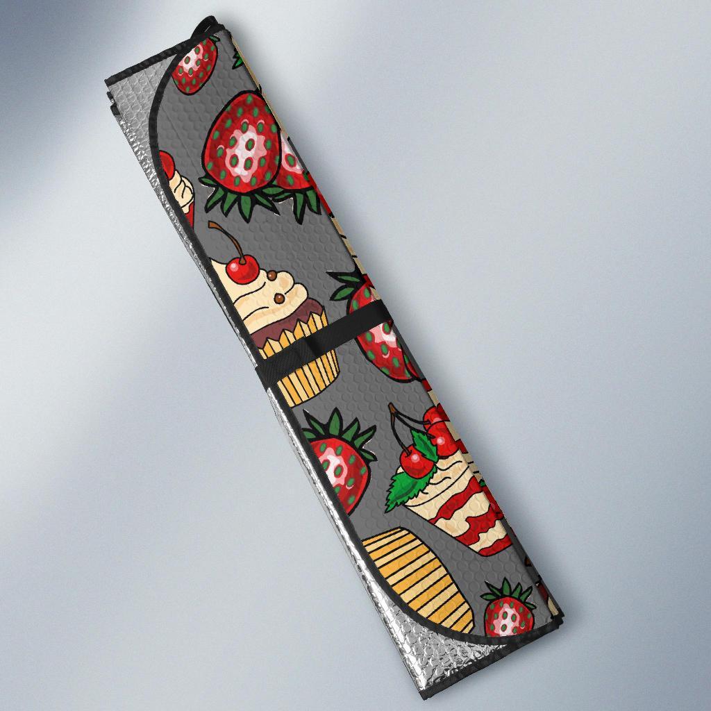 Cake Strawberry Pattern Print Car Sun Shade-grizzshop