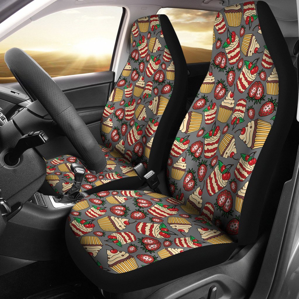 Cake Strawberry Pattern Print Universal Fit Car Seat Cover-grizzshop