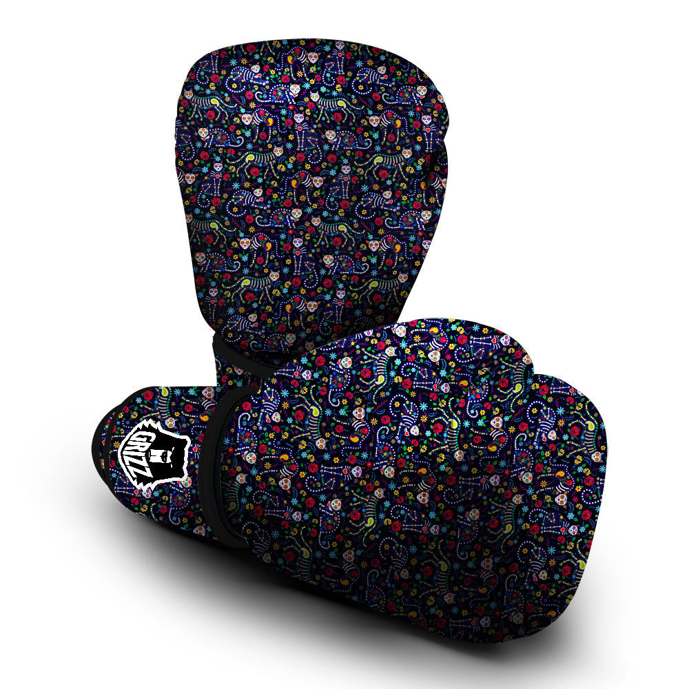 Calavera Cat Day Of The Dead Print Pattern Boxing Gloves-grizzshop