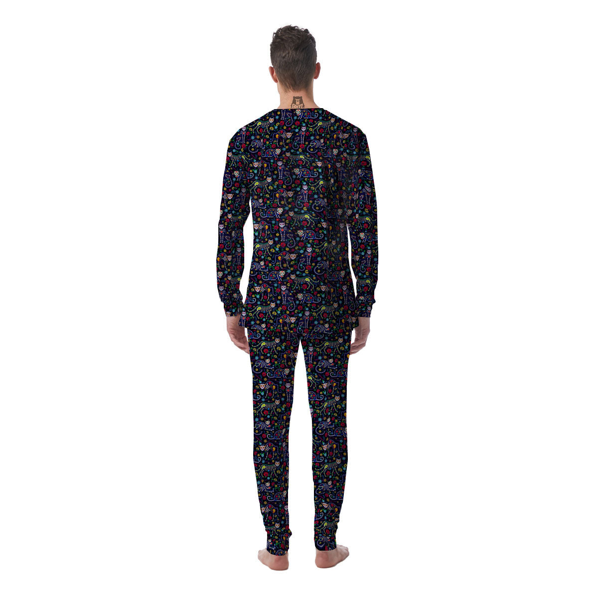 Calavera Cat Day Of The Dead Print Pattern Men's Pajamas-grizzshop