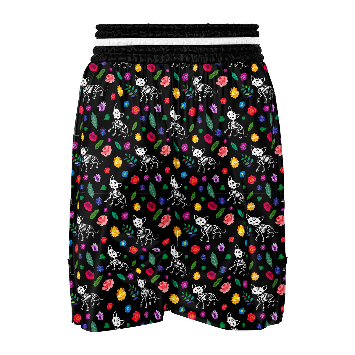 Calavera Cat Skeleton Print Pattern Boxing Shorts-grizzshop