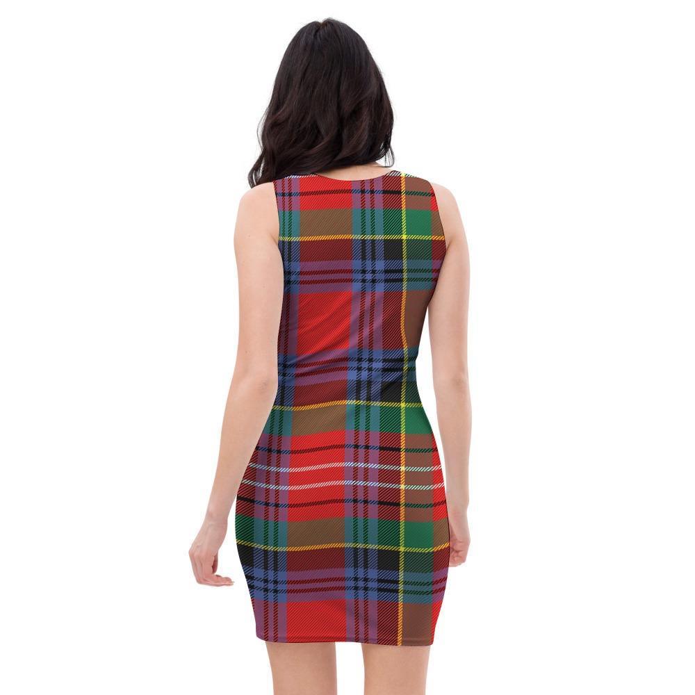 Caledonia Red Plaid Tartan Bodycon Dress-grizzshop