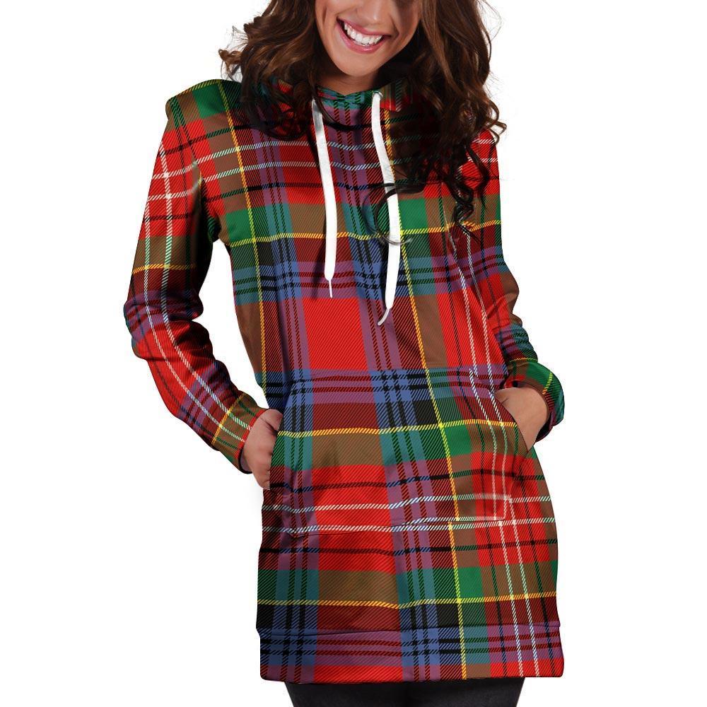 Caledonia Red Plaid Tartan Hoodie Dress-grizzshop