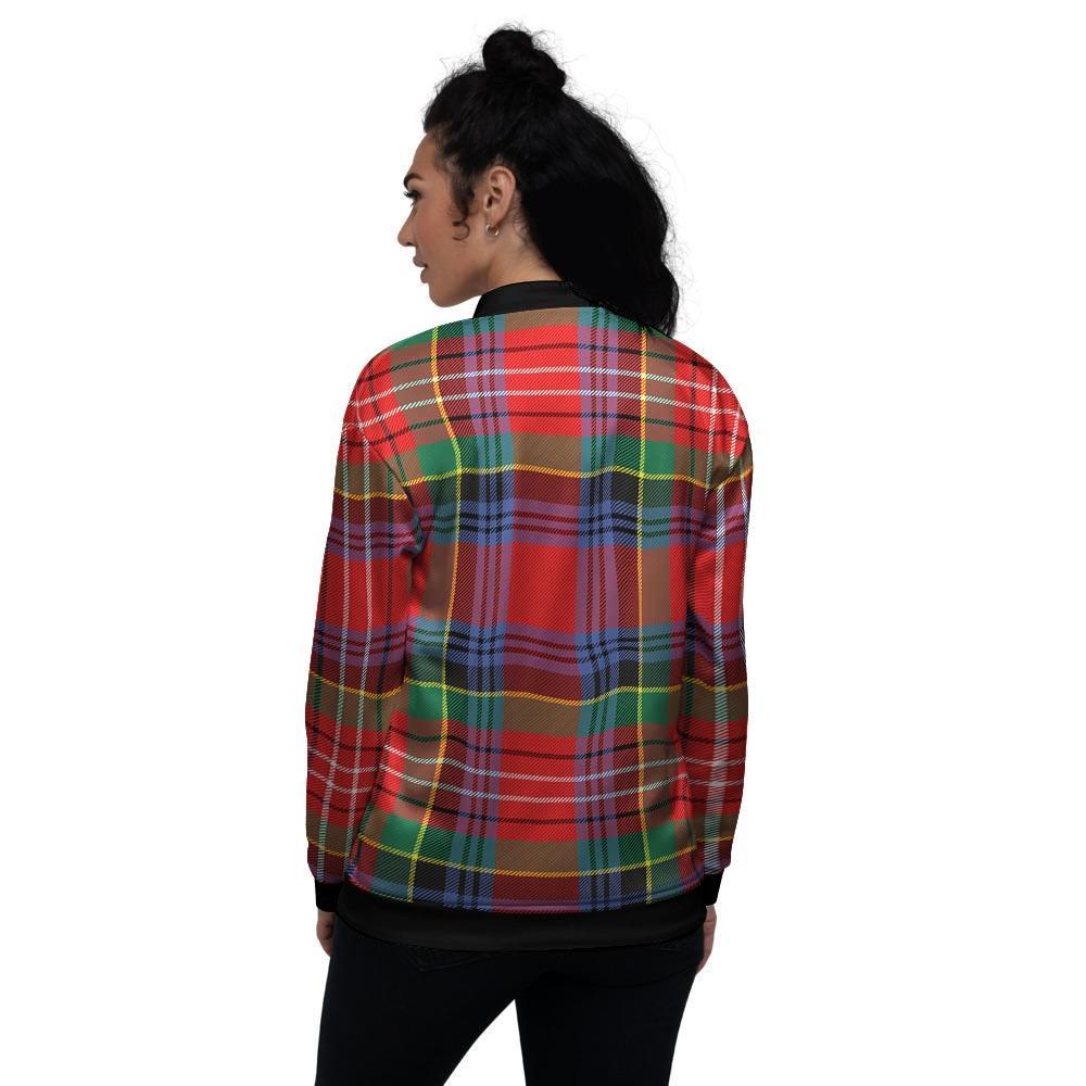 Caledonia Red Plaid Tartan Women's Bomber Jacket-grizzshop