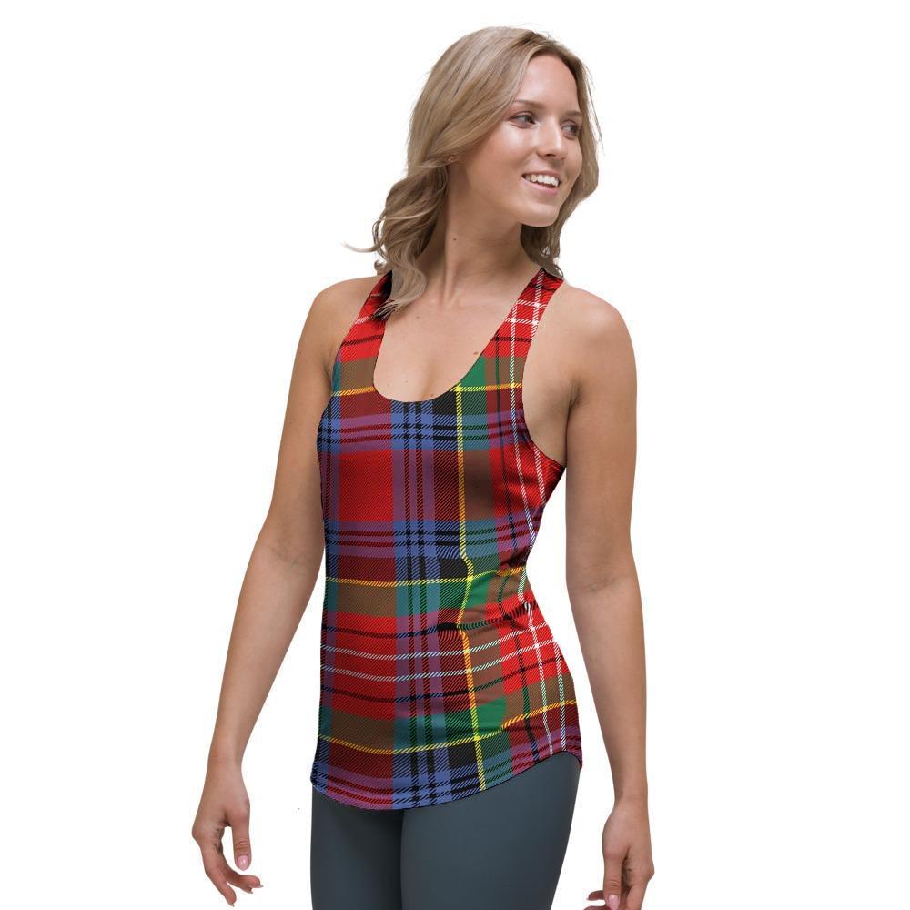 Caledonia Red Plaid Tartan Women's Racerback Tank Top-grizzshop