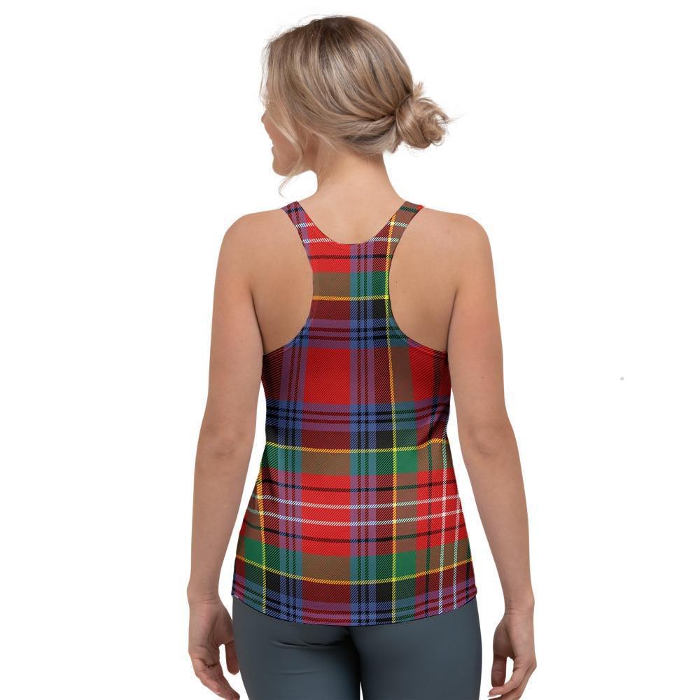 Caledonia Red Plaid Tartan Women's Racerback Tank Top-grizzshop
