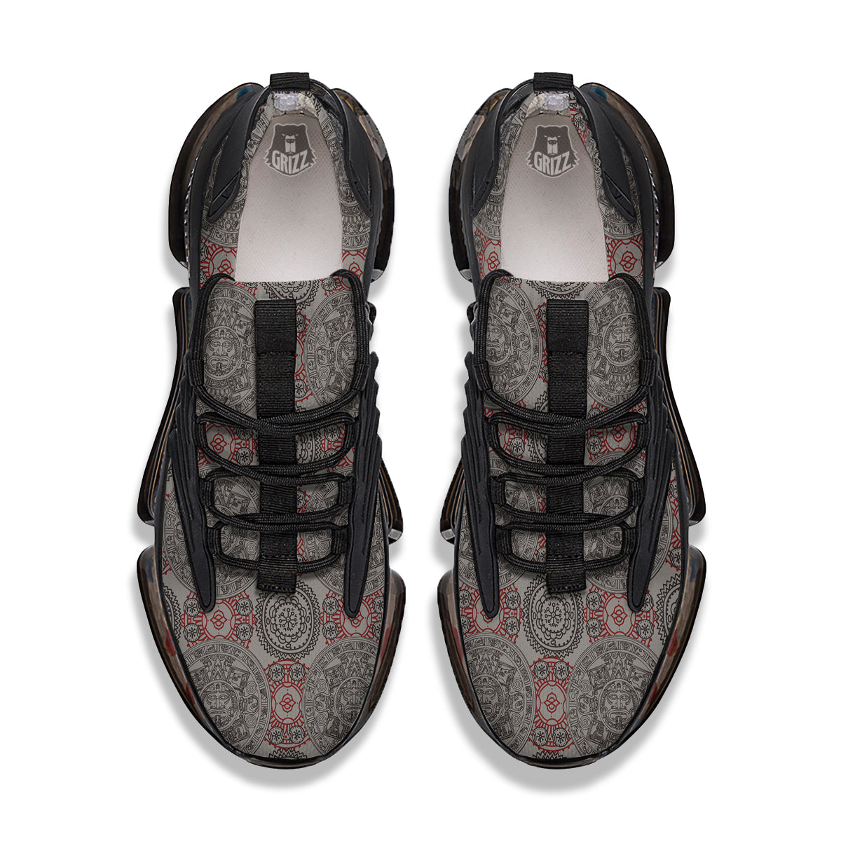 Calendar Aztec Doodle Print Pattern Black Gym Shoes-grizzshop